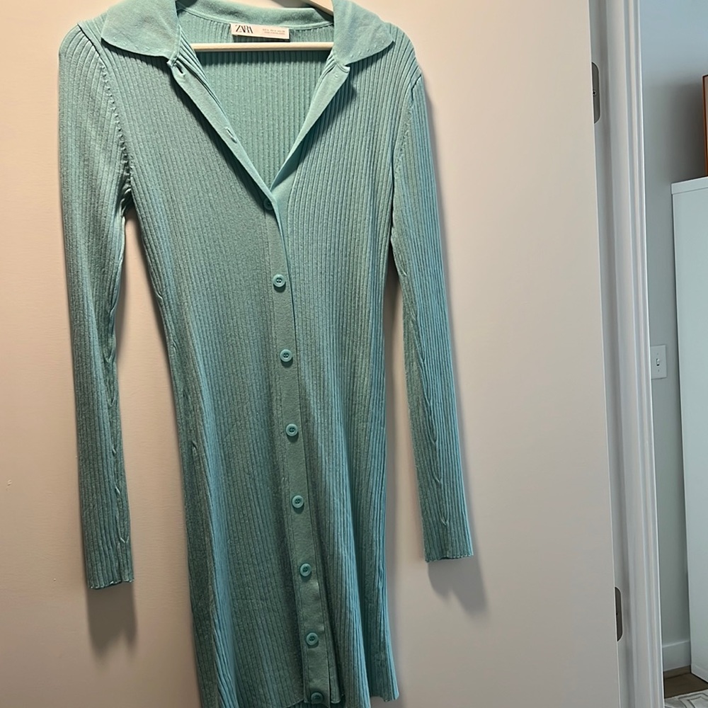 WORN ONCE Light Blue ZARA Sweater Dress size M